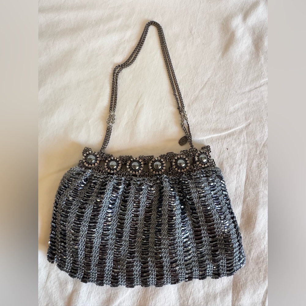 Clara Kasavina Gunmetal Beaded Evening Bag